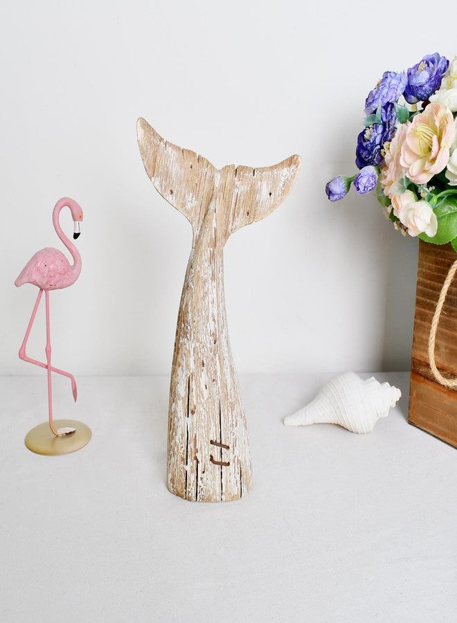 Linfevisi Wooden Whale Tail Decor Tabletop Nautical Decor Solid Wood Whales Tail Statue Sculpture Standing Coastal Decor Beach Figurines for House Sea Decor for Bathroom Ocean Theme Home Decor 8.5" H - Image 3
